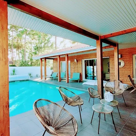别墅 Villa_palms_mimizan_plage Jolie 12 Personnes, Piscine Chauffee Et A Pied 米尼赞海滩